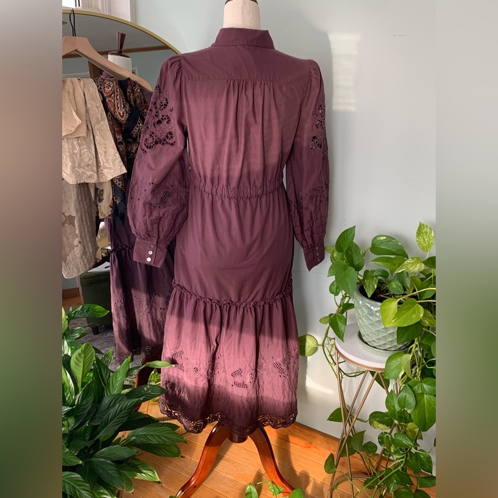 St. Roche Darcy Shirtdress Raisin Organic Cotton MIDI Pockets Cottagecore Dress - Picture 15 of 16